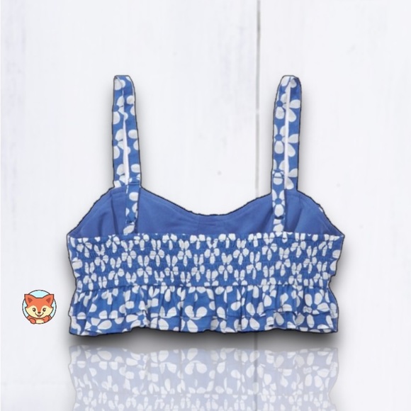 NWT - AE Super Cropped Ruffle Corset Cami Top (Navy Pattern) - Picture 3 of 8